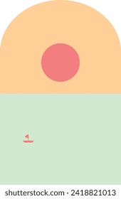 an illustration of an aesthetic pastel colored seascape and a sailing ship