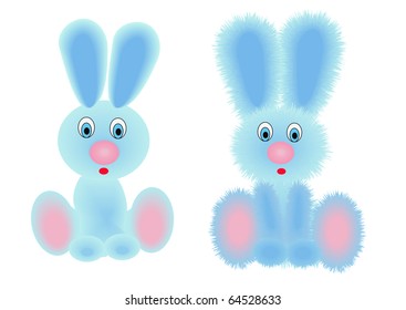 illustration afraid rabbit insulated on white background