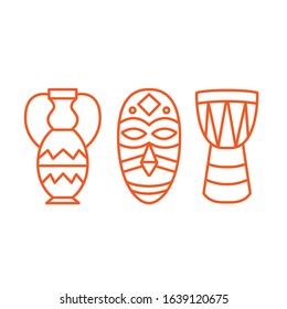Illustration of Africa icon element with line art style.