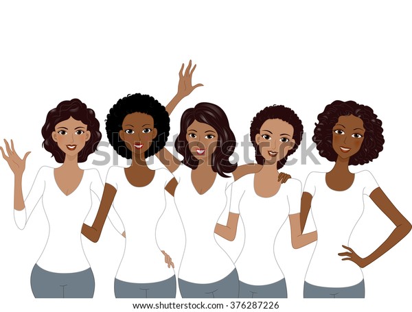 白いシャツを着たアフリカ系アメリカ人の女の子のイラスト のベクター画像素材 ロイヤリティフリー