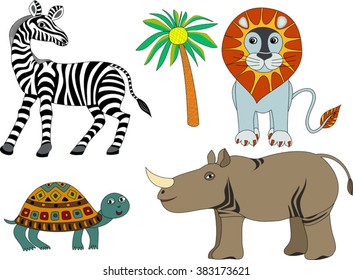 Illustration of African Animals Stock Vector (Royalty Free) 383173621 ...