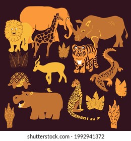 illustration with african animals, vector design for paper, fabric and other surfaces