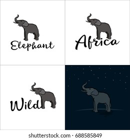 Illustration of an African elephant for a logo, emblems