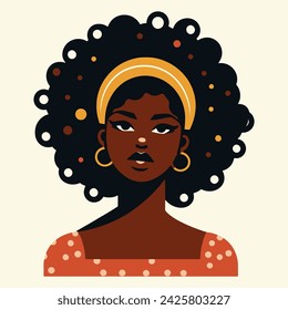 Illustration of african girl in profile with earrings.