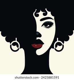 Illustration of african girl in profile with earrings.