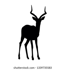 illustration of African impala silhouettes in the wild