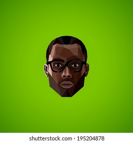 illustration with an african male face  in polygonal style