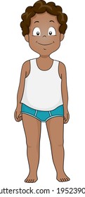 Illustration of an African-American Boy Wearing Undies for Boys