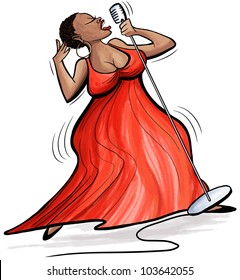 Illustration of an afro american jazz singer