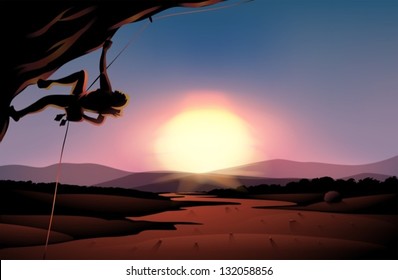 Illustration of the afternoon view of the desert