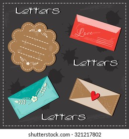 Illustration Aged envelope. Letters .