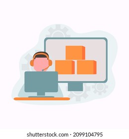 illustration of agent distributor, a man is arranging an order