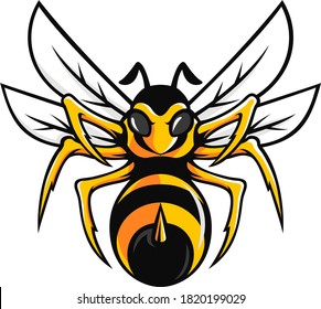 Illustration of Aggressive Bee Shows Its Sting Sport Team Mascot Style