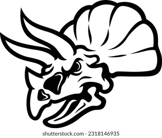 Illustration of Aggressive Triceratops Dinosaur Skull