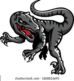 Illustration of Aggressive Velociraptor Dinosaur