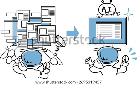 Illustration of an AI agent organizing data and summarizing websites.
