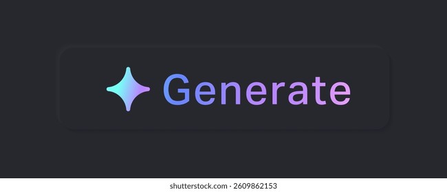 Illustration Of AI Generate Button with Minimal Dark Neumorphism Futuristic Style for Artificial Intelligence Applications featuring Vibrant Tech Generated Text and Modern Digital Assistants Vector.