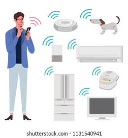Illustration of AI home electronics.