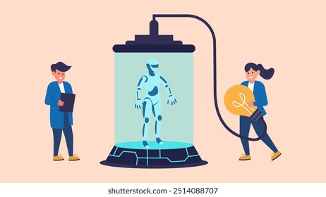 Ilustração do ​ IA​[Inteligência Artificial] Processo Robô Facilitando a Inteligência Tecnológica Moderna