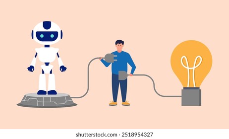 Ilustração do ​ IA​[Inteligência Artificial] Processo Robô Facilitando a Inteligência Tecnológica Moderna