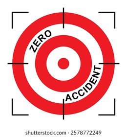 Illustration of aim zero accident goal and target. Dartboard with crosshair of zoom lens.