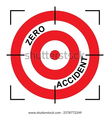 Illustration of aim zero accident goal and target. Dartboard with crosshair of zoom lens.