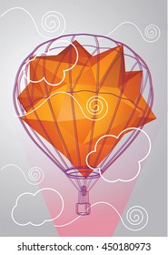 Illustration of the air balloon with 3d elements, simple art for web and print design appealing for abstract theme.