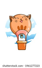 Illustration of a air balloon cat shape
