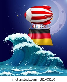 Illustration of an air balloon with the flag of Germany