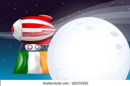 Illustration of an air balloon with the flag of Ireland