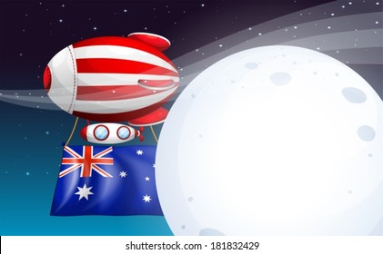 Illustration of an air balloon traveling with the flag of Australia