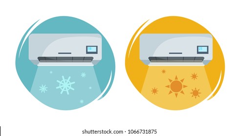 
Illustration of the air conditioner. Warm and cold air