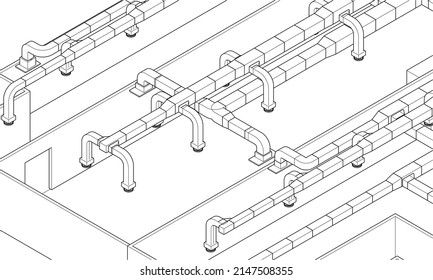 illustration of air ducts BIM design 3d vector