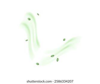 illustration of air flow, gust of wind, leaves flying in the wind. nature. symbol. minimalist 3d style design. element