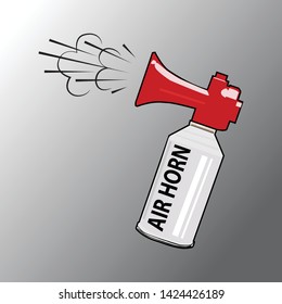 An Illustration of Air Horn in Red, Gray and White Colors for Sport Fans or Citizens Against Government and Corruption. Attention.