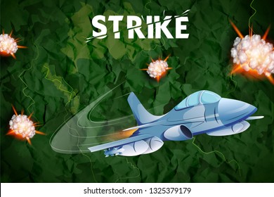 Illustration Of Air Strike With Jet Planes Firing Bomb