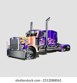 Illustration of an airbrush truck design template, showcasing vibrant colors and dynamic details. Ideal for custom vehicle graphics, branding, and automotive art projects.