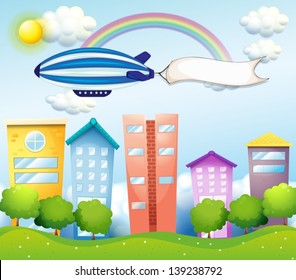 Ilustración de una aeronave con un cartel vacío en la parte posterior