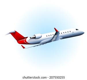 Illustration of an aircraft flying on a white background
