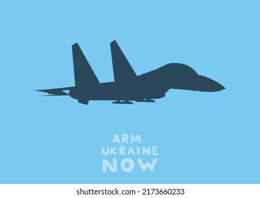 illustration of aircraft near arm ukraine now lettering on blue