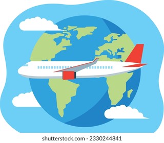 Ilustración de un avión y la tierra