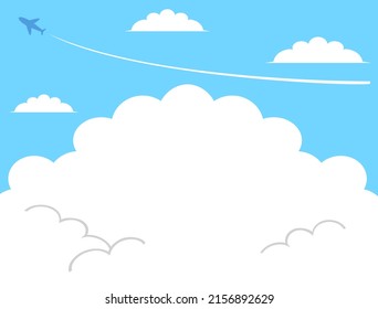 It is an illustration of an airplane flying over the clouds.