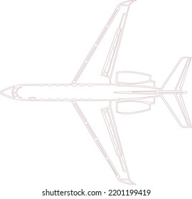 Illustration Of An Airplane Gulfstream V On Top View