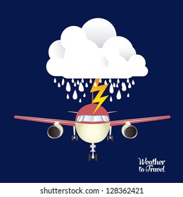 Illustration of airplane icons. Weather for flying. vector illustration