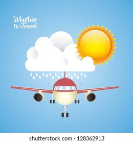 Illustration of airplane icons. Weather for flying. vector illustration
