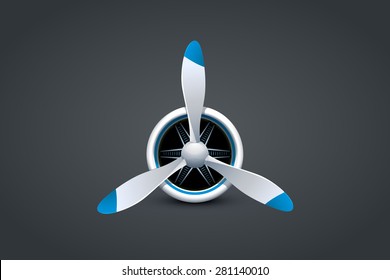 illustration of  airplane propellert engine on dark background