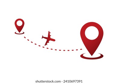 illustration airplane route vector with maps marker for icon design, template design etc.