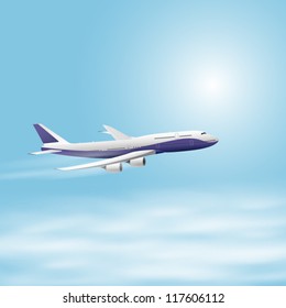 Illustration of airplane in the sky. EPS10 vector.