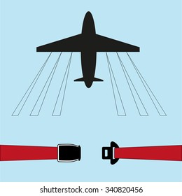 Illustration of an airplane/the seat belt on the plane