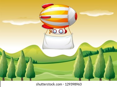 Illustration of an airship carrying a blank banner